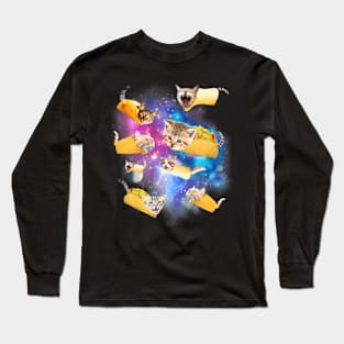 Burrito Pizza And Taco Cat In Space - Tacocat Tee Gift Idea Long Sleeve T-Shirt